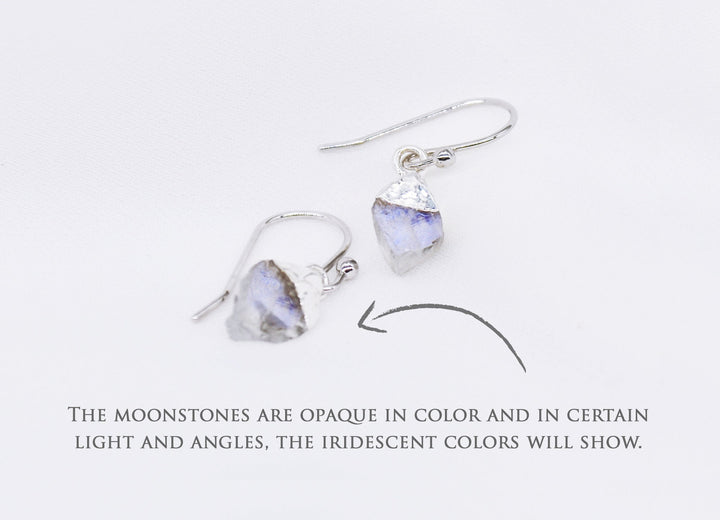 Raw Genuine Moonstone Earrings, Personalized June Birthstone Earrings