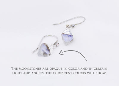 Raw Genuine Moonstone Earrings, Personalized June Birthstone Earrings