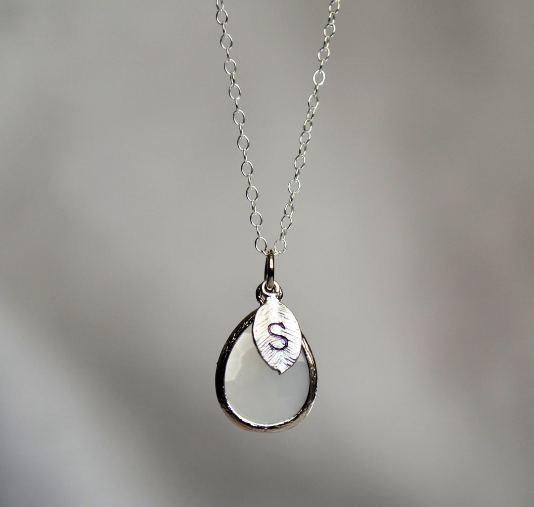 June Birthstone Necklace, Teardrop Moonstone Necklace