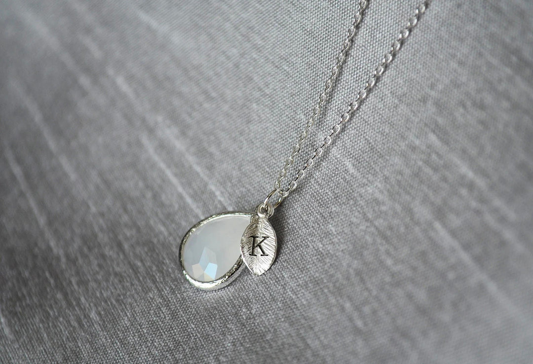 June Birthstone Necklace, Teardrop Moonstone Necklace