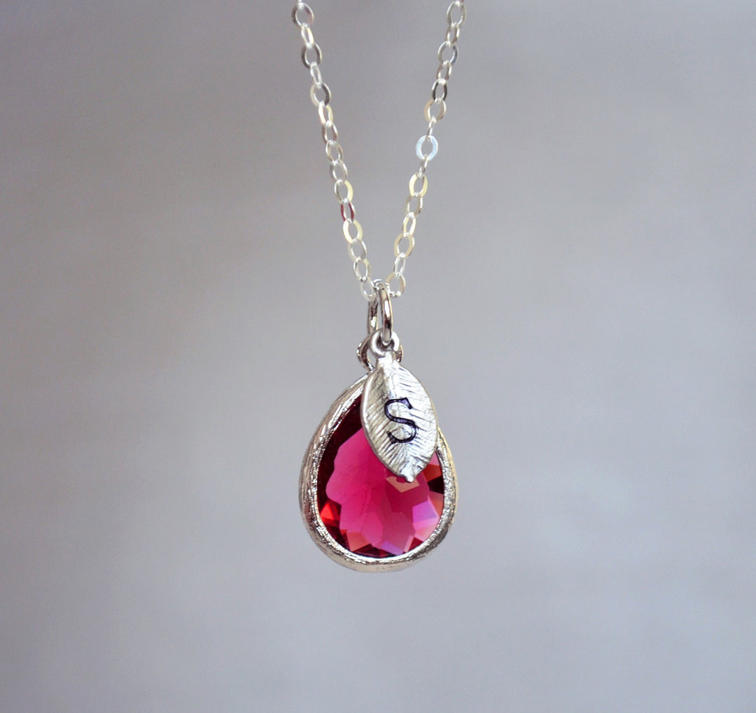 Ruby Necklace, July Teardrop Birthstone Necklace