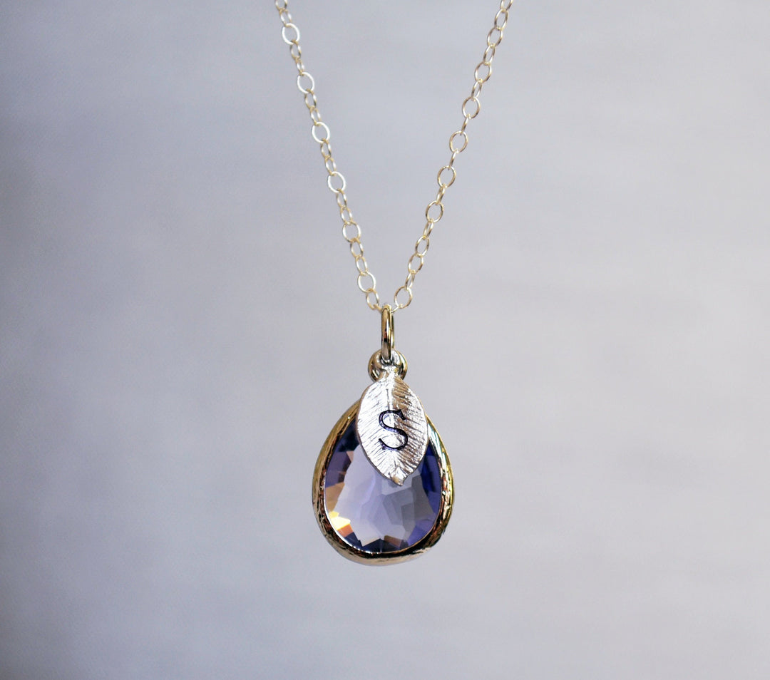 Amethyst Necklace, February Teardrop Birthstone Necklace