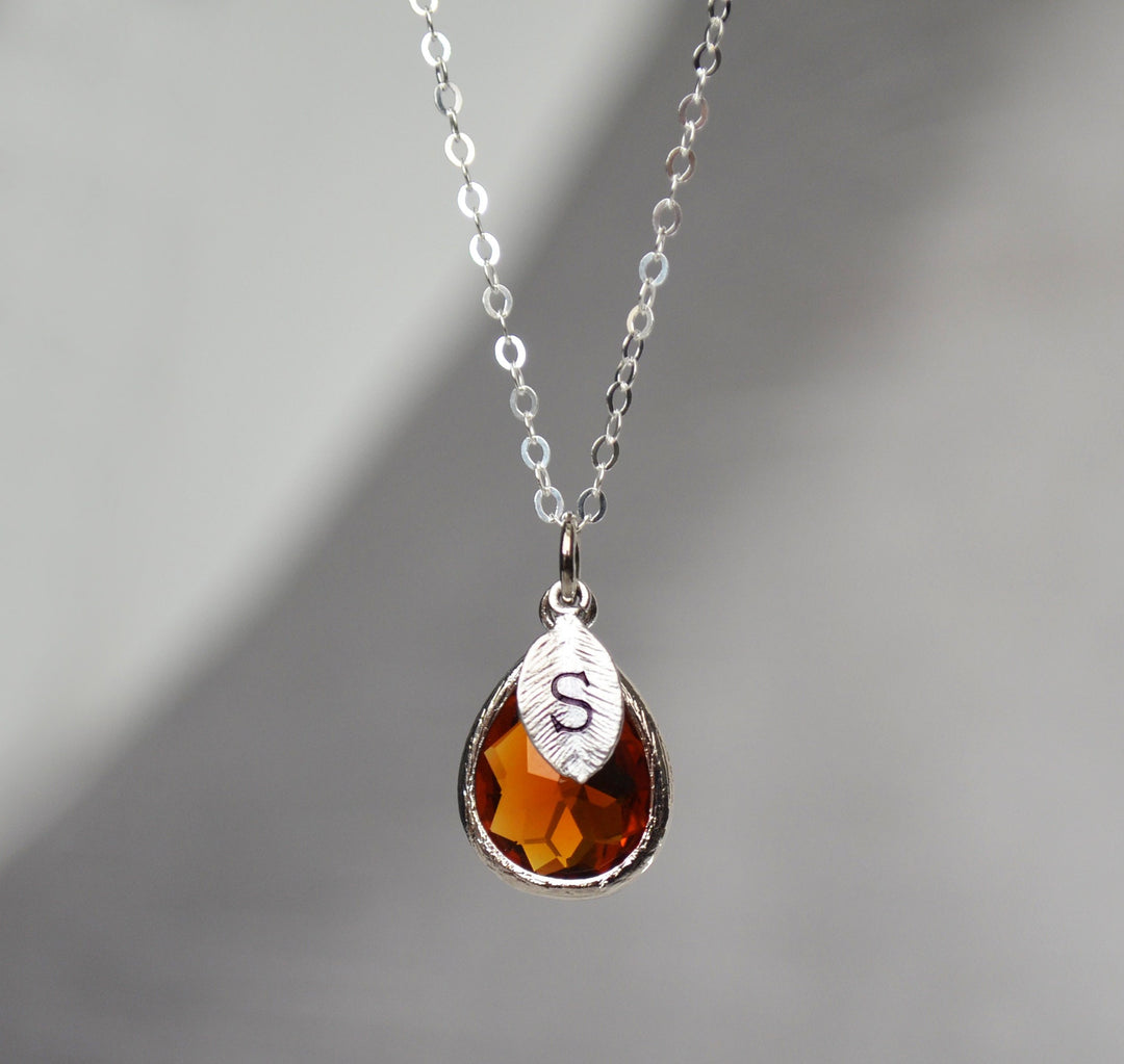 Topaz Necklace, November Birthstone Necklace, Teardrop