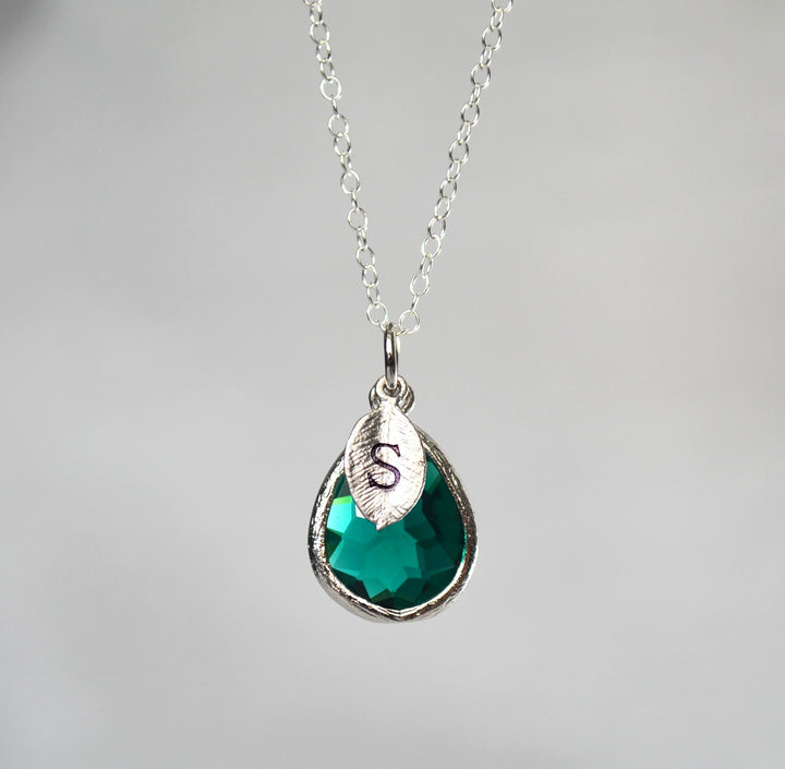 Emerald Necklace, May Teardrop Birthstone Necklace