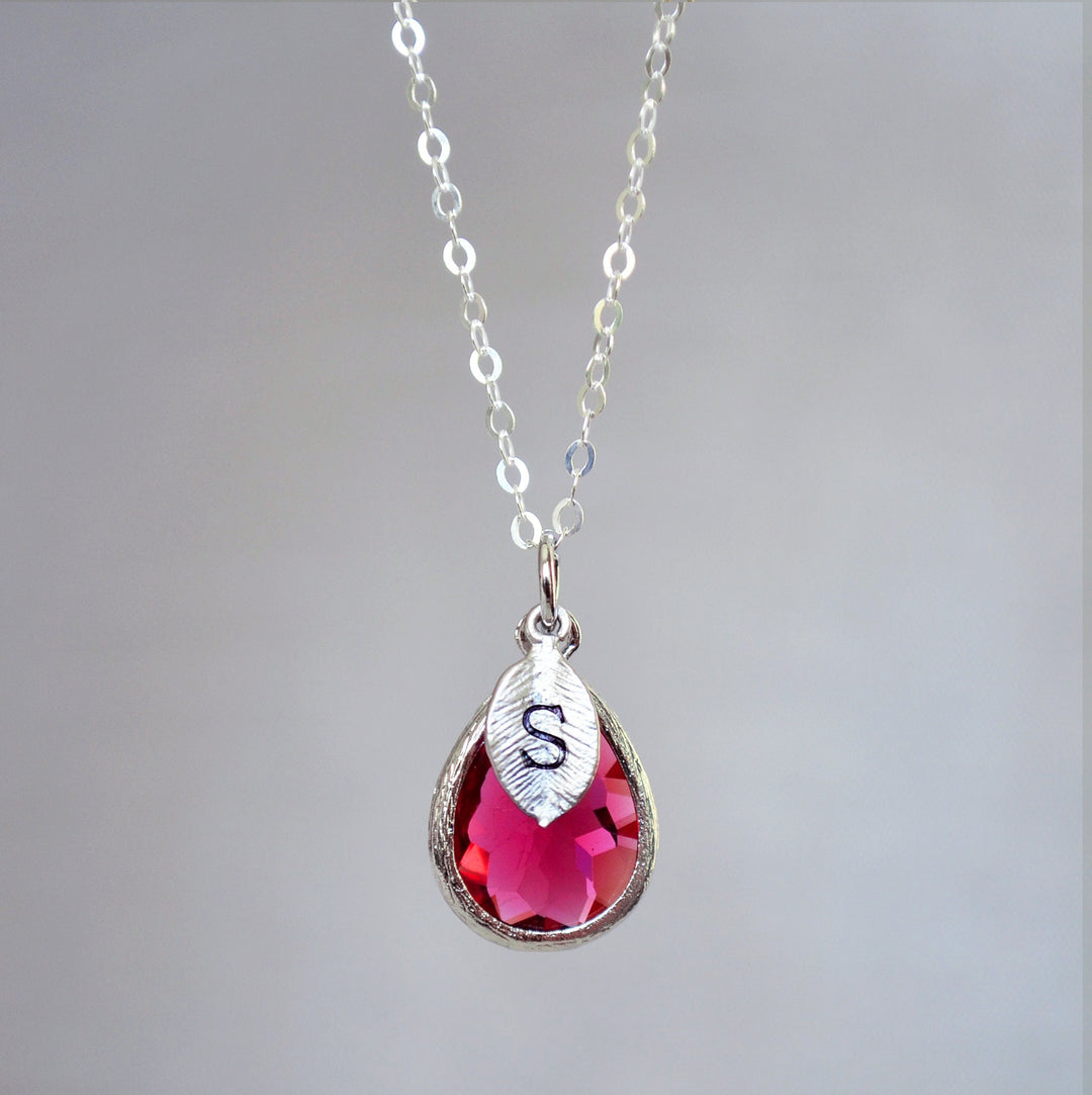 Ruby Necklace, July Teardrop Birthstone Necklace