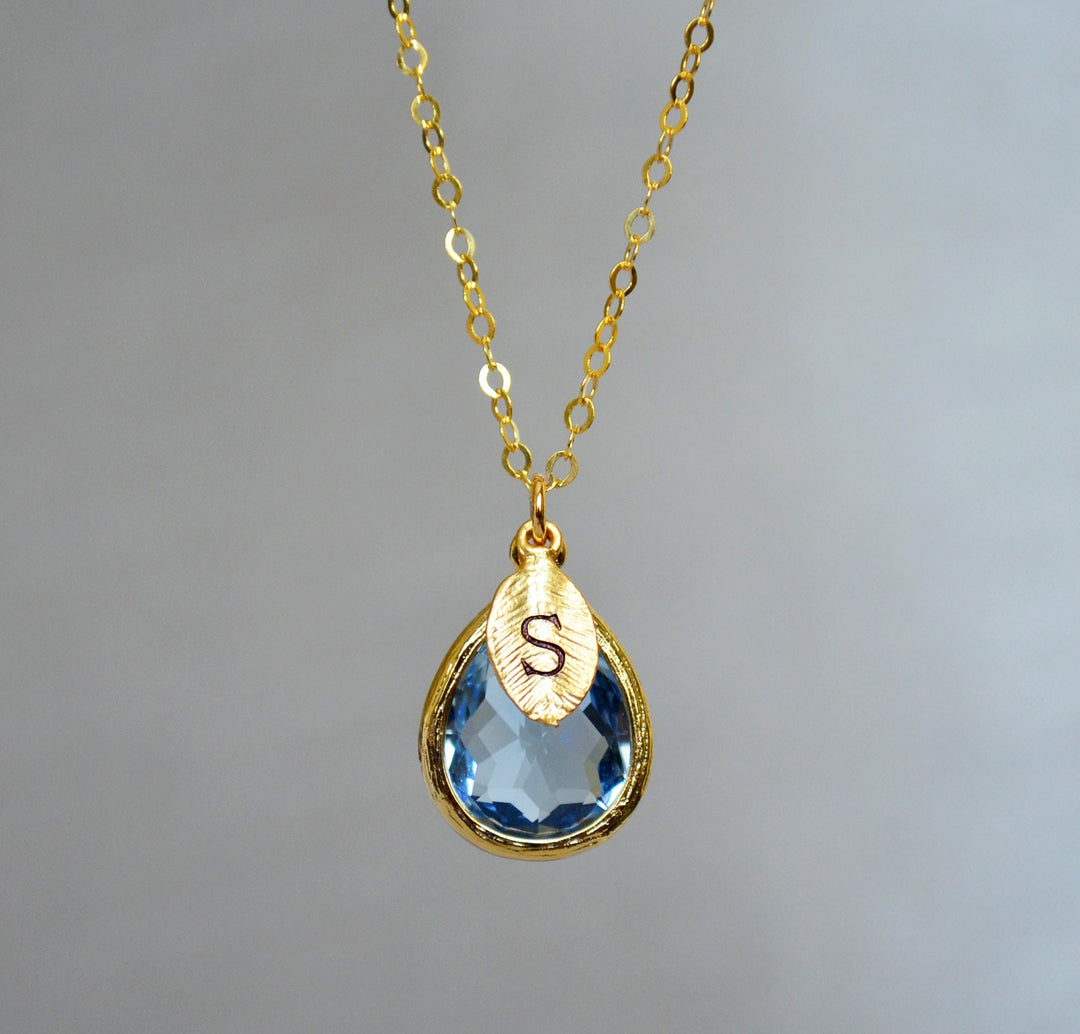 Blue Topaz Necklace, December Birthstone Necklace, Teardrop