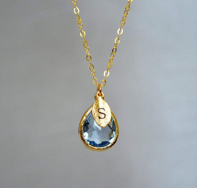 Blue Topaz Necklace, December Birthstone Necklace, Teardrop