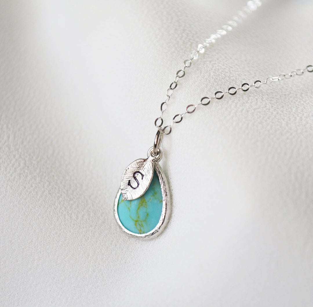 Turquoise Necklace, December Birthstone Necklace, Teardrop