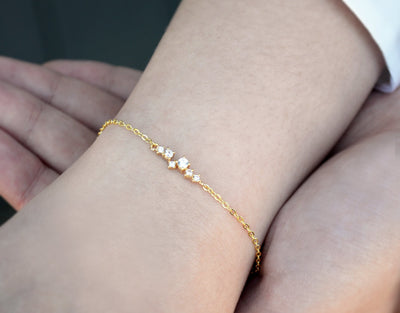 Dainty CZ Diamond Cluster Bracelet - In Gold, Rose Gold and Silver