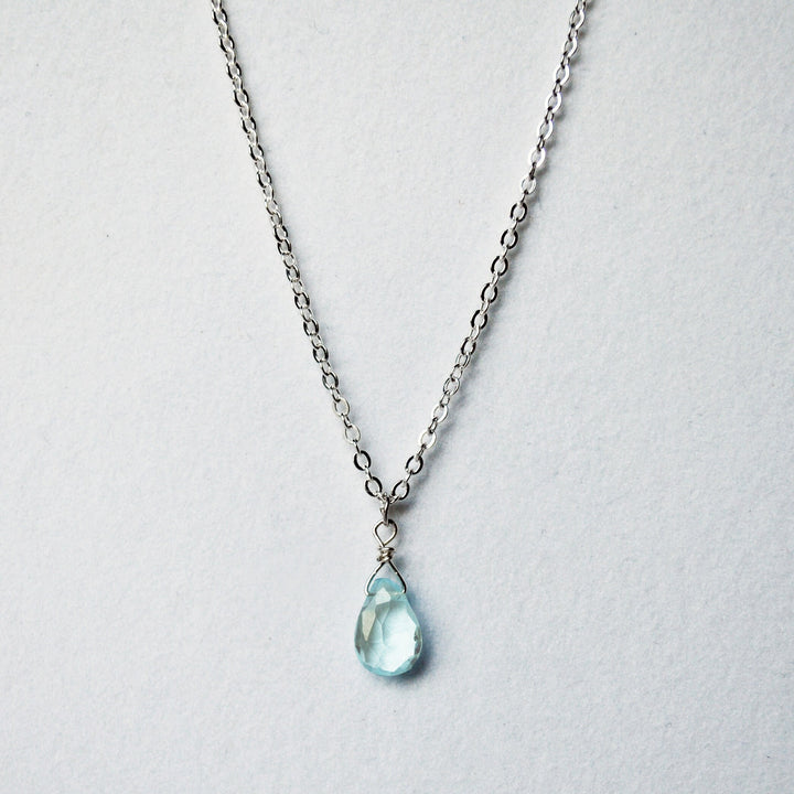 Dainty Personalized Aquamarine Necklace with Custom Initial