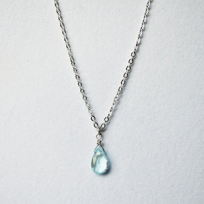 Dainty Personalized Aquamarine Necklace with Custom Initial