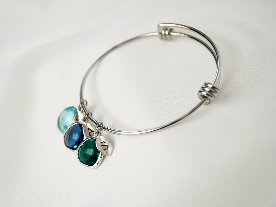 Birthstone Bracelet, Family Tree Bracelet, Mom Birthstone Bracelet, Birthstone Bangle, Mom Gift, Grandma Gift, Bridesmaid Gift