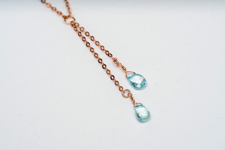 Dainty Personalized Aquamarine Drop Necklace with Custom Initial