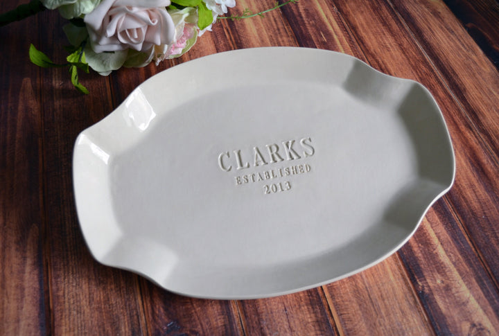 personalized wedding or anniversary ceramic platter - handmade