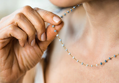 Dainty Raw Gemstone Choker, Birthstone Beaded Necklace
