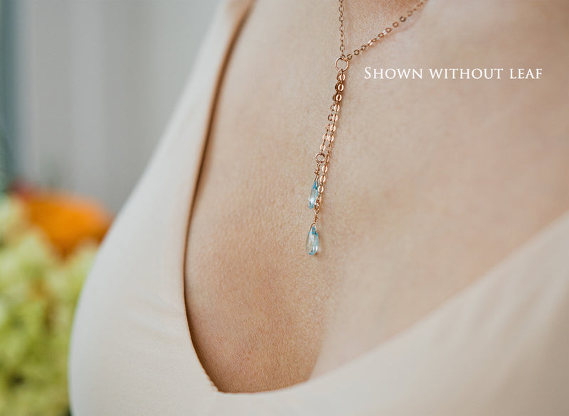 Dainty Personalized Aquamarine Drop Necklace with Custom Initial