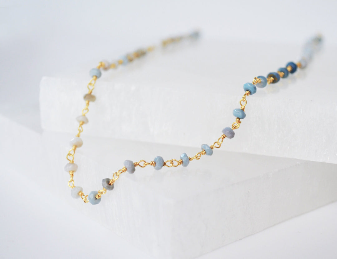 Dainty Blue Opal Beaded Choker Necklace or Bracelet