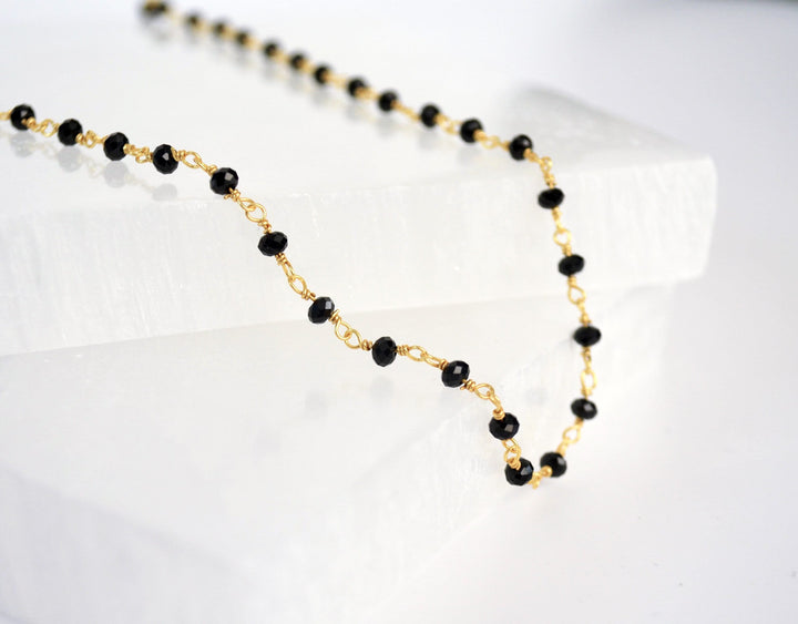 Dainty Black Onyx Beaded Choker Necklace or Bracelet