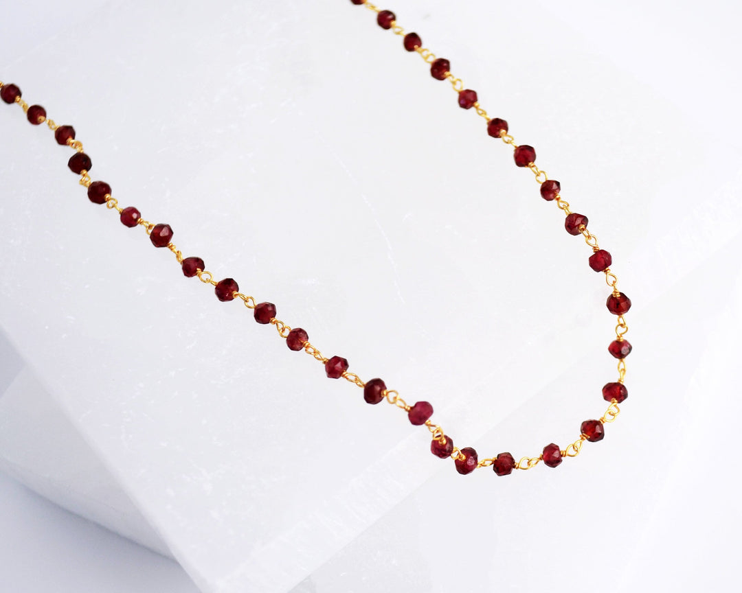 Dainty Garnet Beaded Choker Necklace or Bracelet