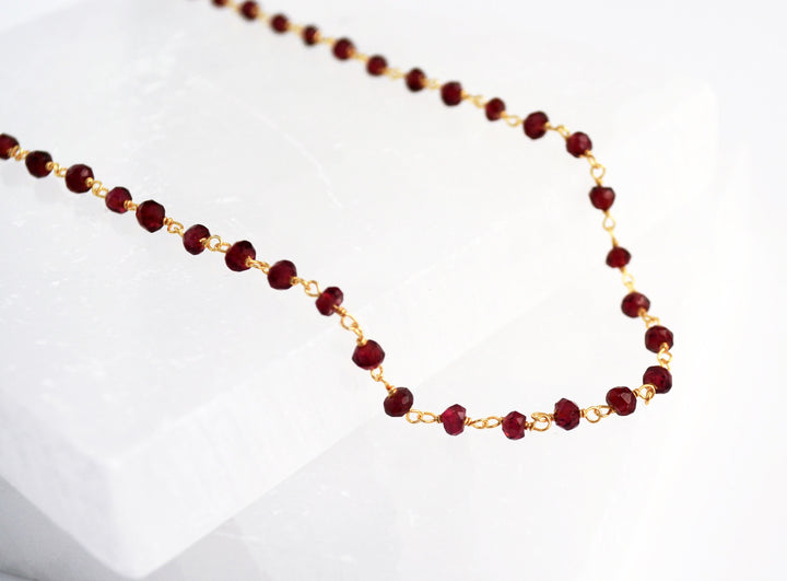 Dainty Garnet Beaded Choker Necklace or Bracelet