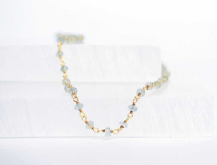 Dainty Aquamarine Beaded Choker Necklace or Bracelet