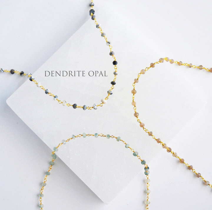 Dainty Dendrite Opal Beaded Choker Necklace or Bracelet