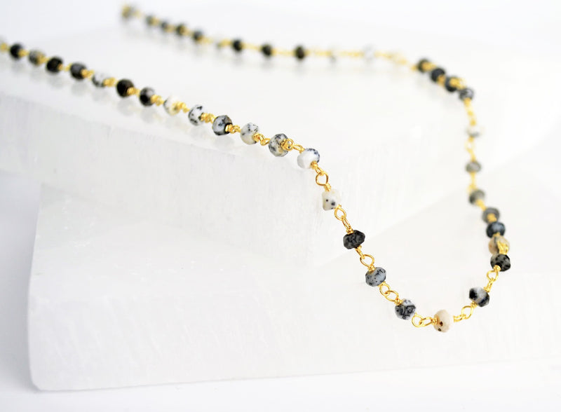 Dainty Dendrite Opal Beaded Choker Necklace or Bracelet