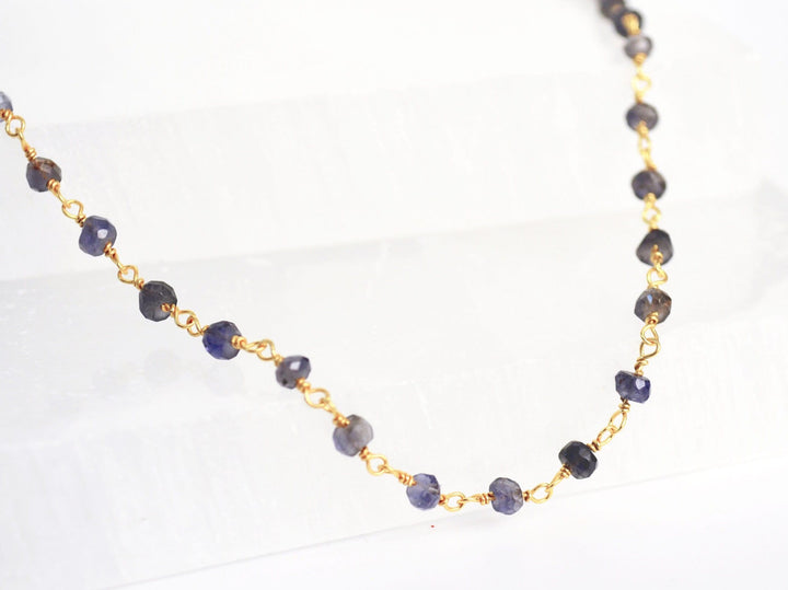 Dainty Beaded Iolite Choker Necklace or Bracelet