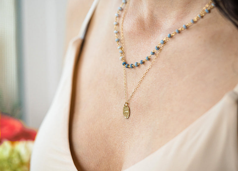 Dainty Blue Opal Beaded Choker Necklace or Bracelet