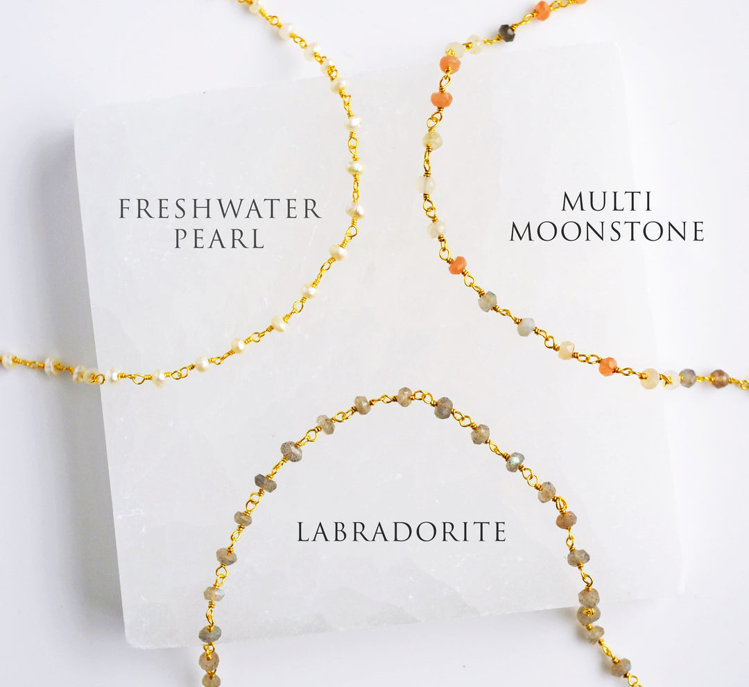 Dainty Raw Gemstone Choker, Birthstone Beaded Necklace