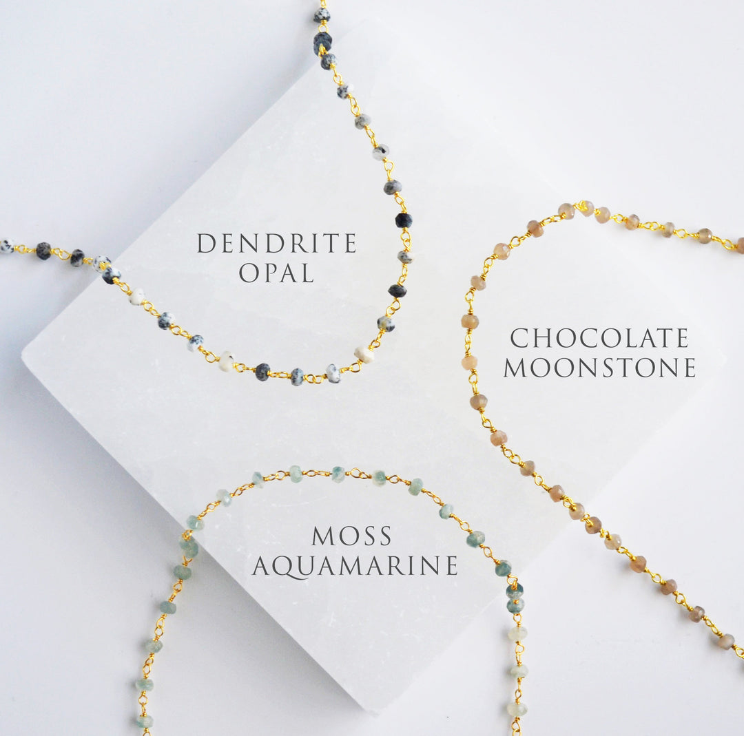 Dainty Raw Gemstone Choker, Birthstone Beaded Necklace