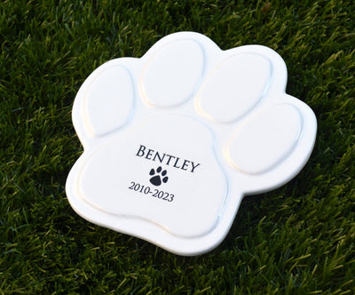Personalized Dog Memorial Sympathy Gift - Paw Print Plaque or Garden Tile