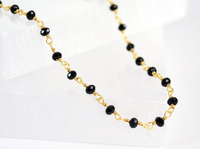 Dainty Black Onyx Beaded Choker Necklace or Bracelet