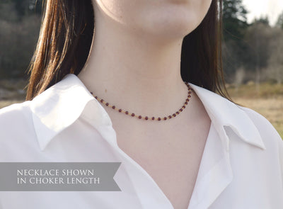 Dainty Garnet Beaded Choker Necklace or Bracelet