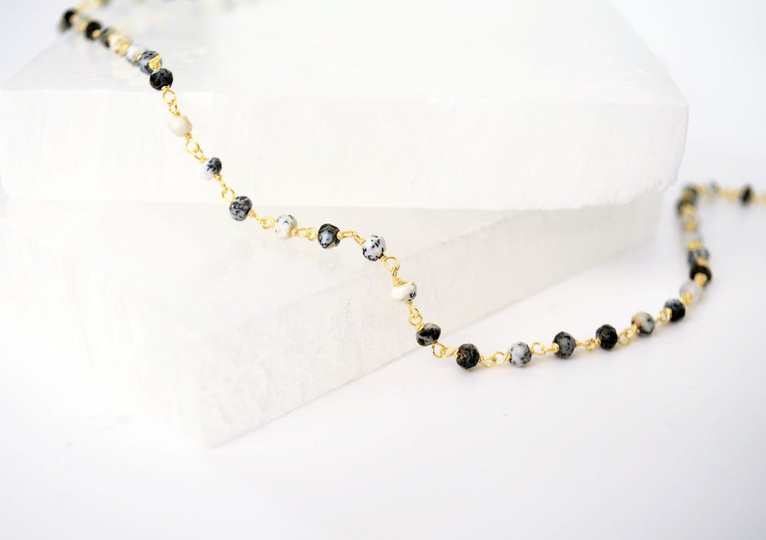 Dainty Dendrite Opal Beaded Choker Necklace or Bracelet