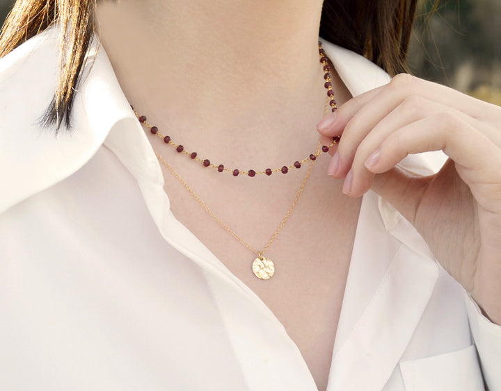 Dainty Garnet Beaded Choker Necklace or Bracelet