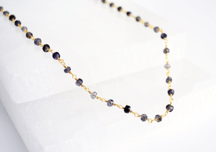 Dainty Beaded Iolite Choker Necklace or Bracelet