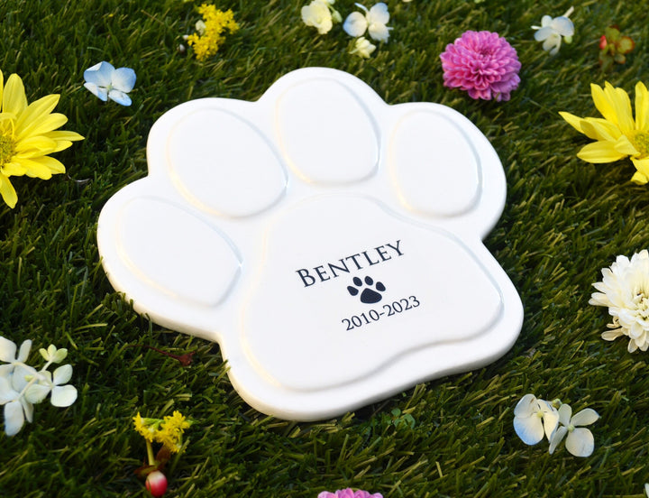 Personalized Dog Memorial Sympathy Gift - Paw Print Plaque or Garden Tile
