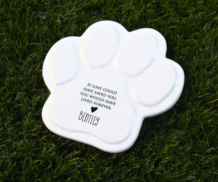 Personalized Dog Memorial Sympathy Gift - Paw Print Plaque or Garden Tile