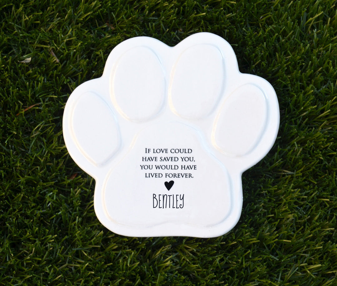 Personalized Dog Memorial Sympathy Gift - Paw Print Plaque or Garden Tile