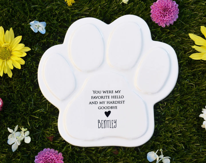 Personalized Dog Memorial Sympathy Gift - Paw Print Plaque or Garden Tile