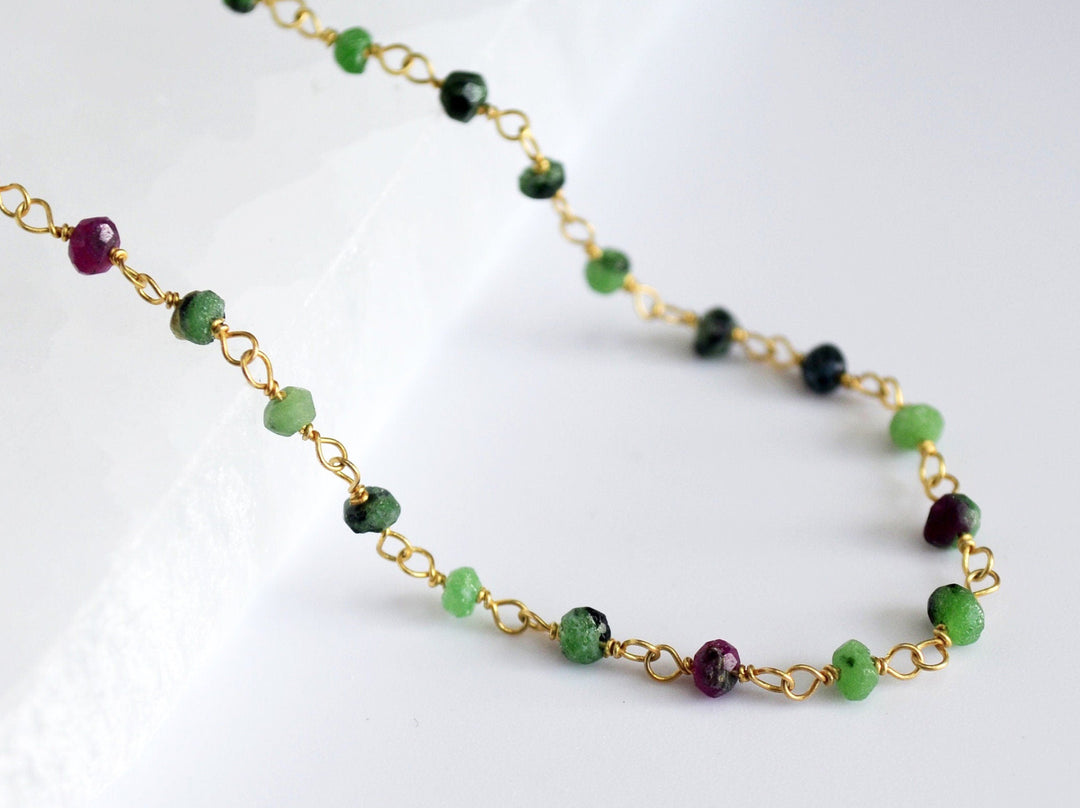 Ruby Zoisite Beaded Choker Necklace or Bracelet