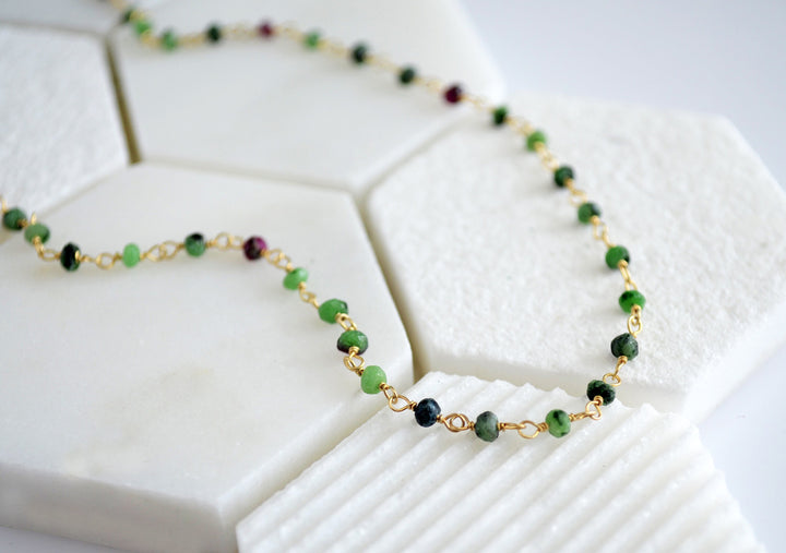 Ruby Zoisite Beaded Choker Necklace or Bracelet