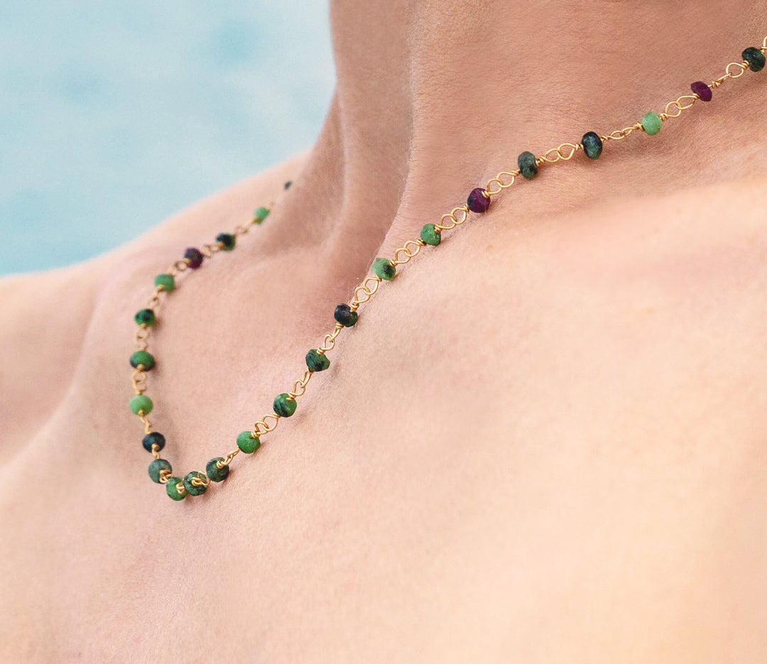 Ruby Zoisite Beaded Choker Necklace or Bracelet