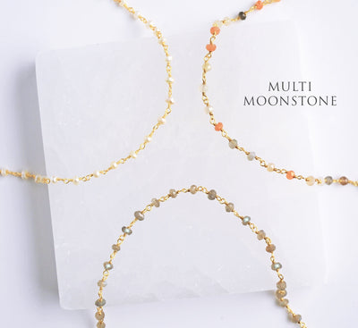 Multi Moonstone Beaded Choker Necklace or Bracelet