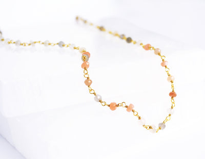 Multi Moonstone Beaded Choker Necklace or Bracelet