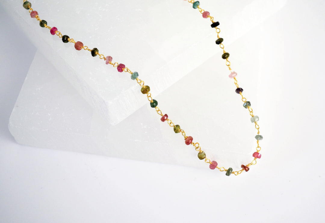 Multi Tourmaline Beaded Choker Necklace or Bracelet