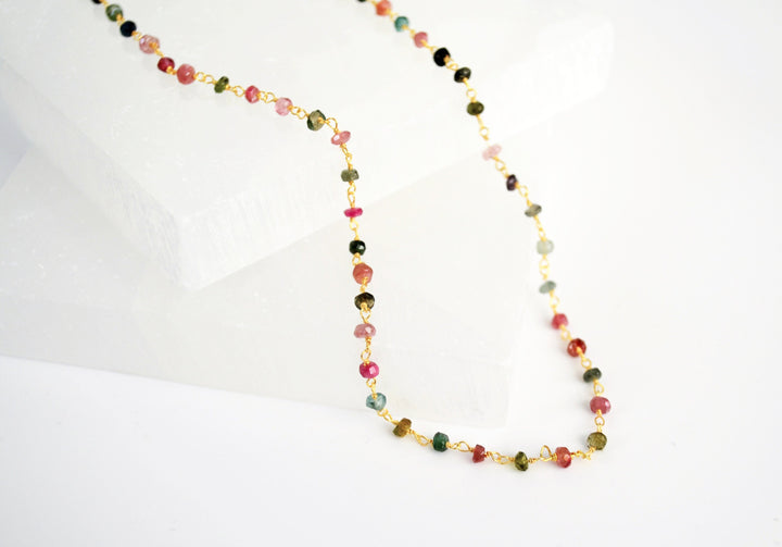 Multi Tourmaline Beaded Choker Necklace or Bracelet