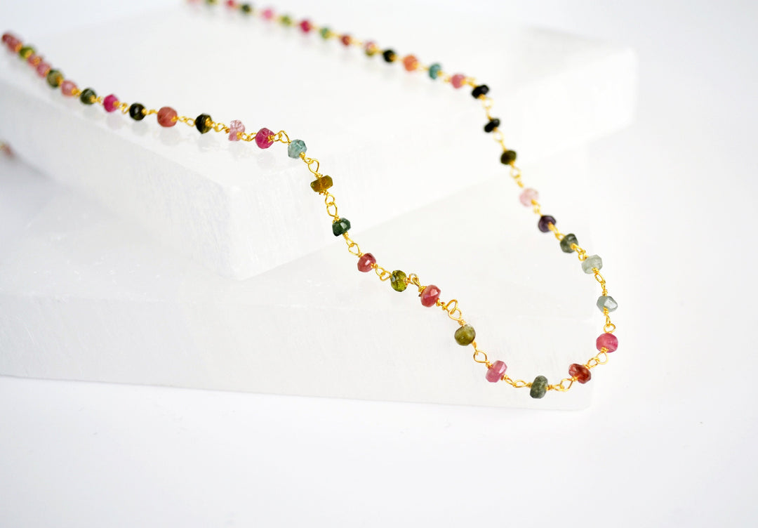 Multi Tourmaline Beaded Choker Necklace or Bracelet