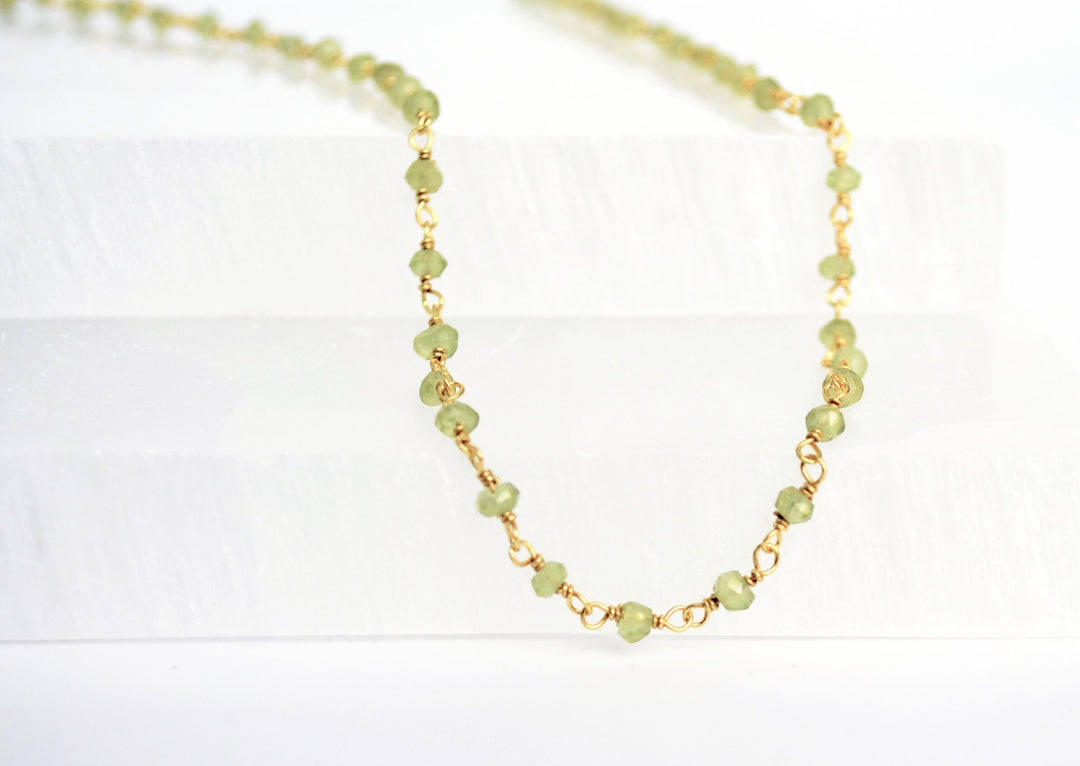 Peridot Necklace Beaded Choker Necklace or Bracelet